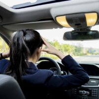 Frustrated Woman Driving Stock Photo
