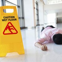 Wet Floor Injury Stock Photo