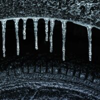 Frozen Wheel And Tire Stock Photo