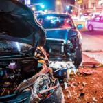 Car Accident Night Stock Photo