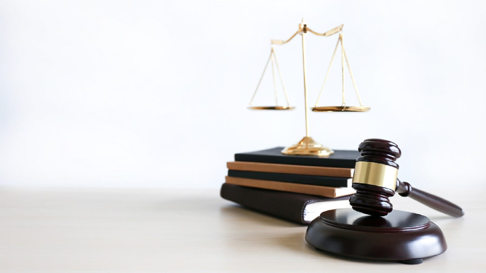 Wood Gavel With Scales Of Justice Stock Photo