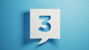 Number Three - White Chat Bubble Stock Photo