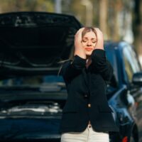 woman in a car accident